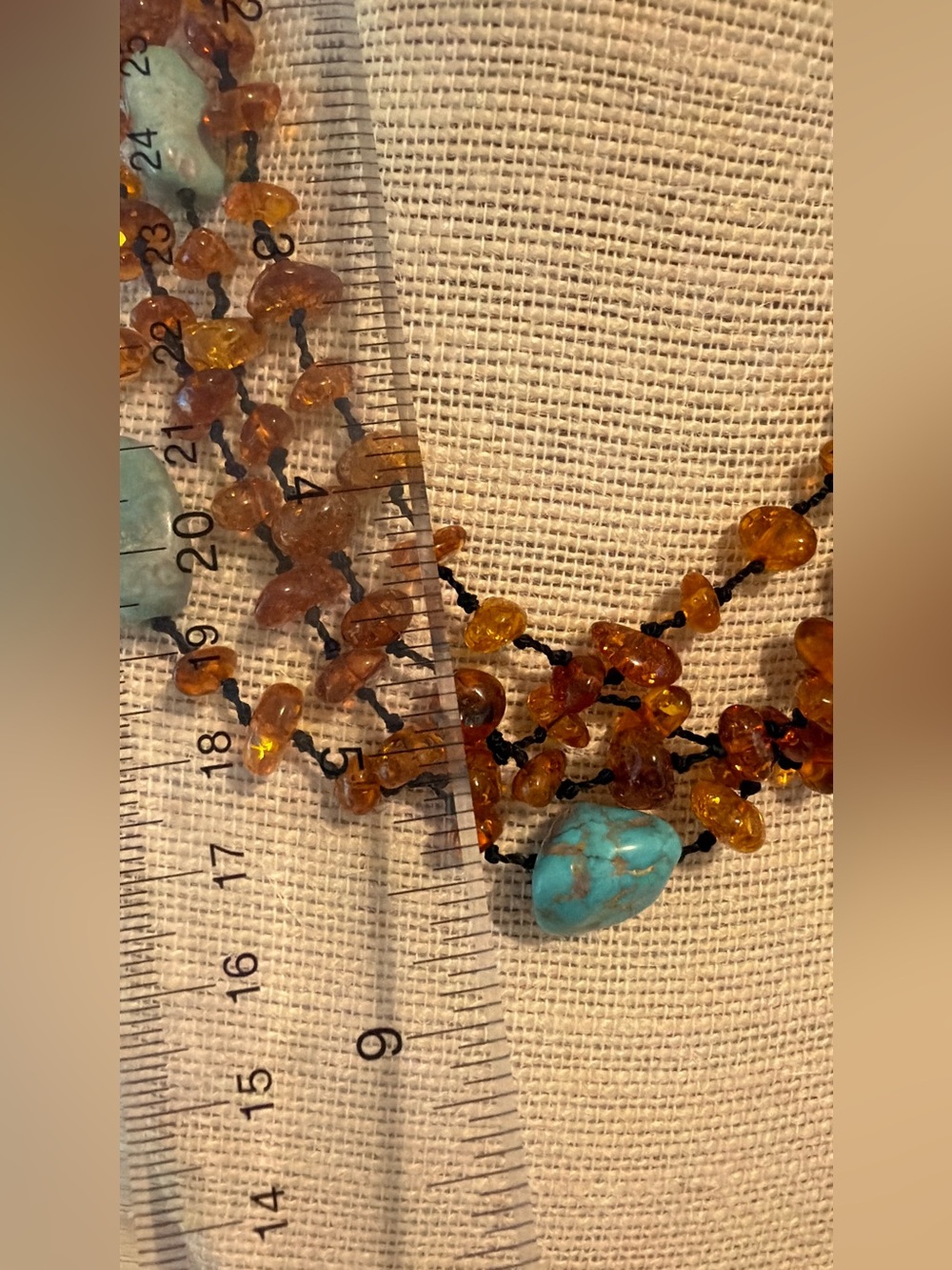 Baltic Amber and Turquoise Multi-Strand Necklace - Women Jewelry - Picture 4 of 4